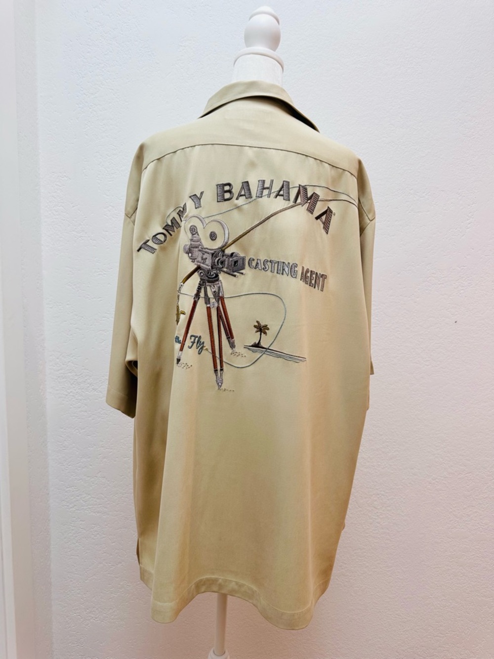 Tommy Bahama Light Beige Silk Camp Collar Shirt